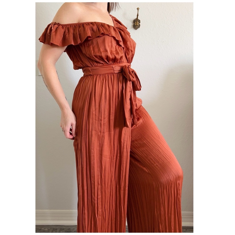 Zara Burnt Orange Wide Leg Jumpsuit - Picture 3 of 5